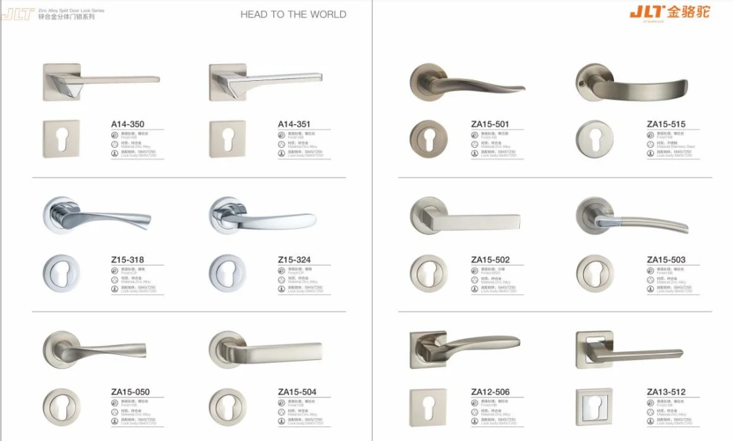 Economic Furniture Hardware Aluminum Door Handle Lever on Zinc Alloy Round Rosette