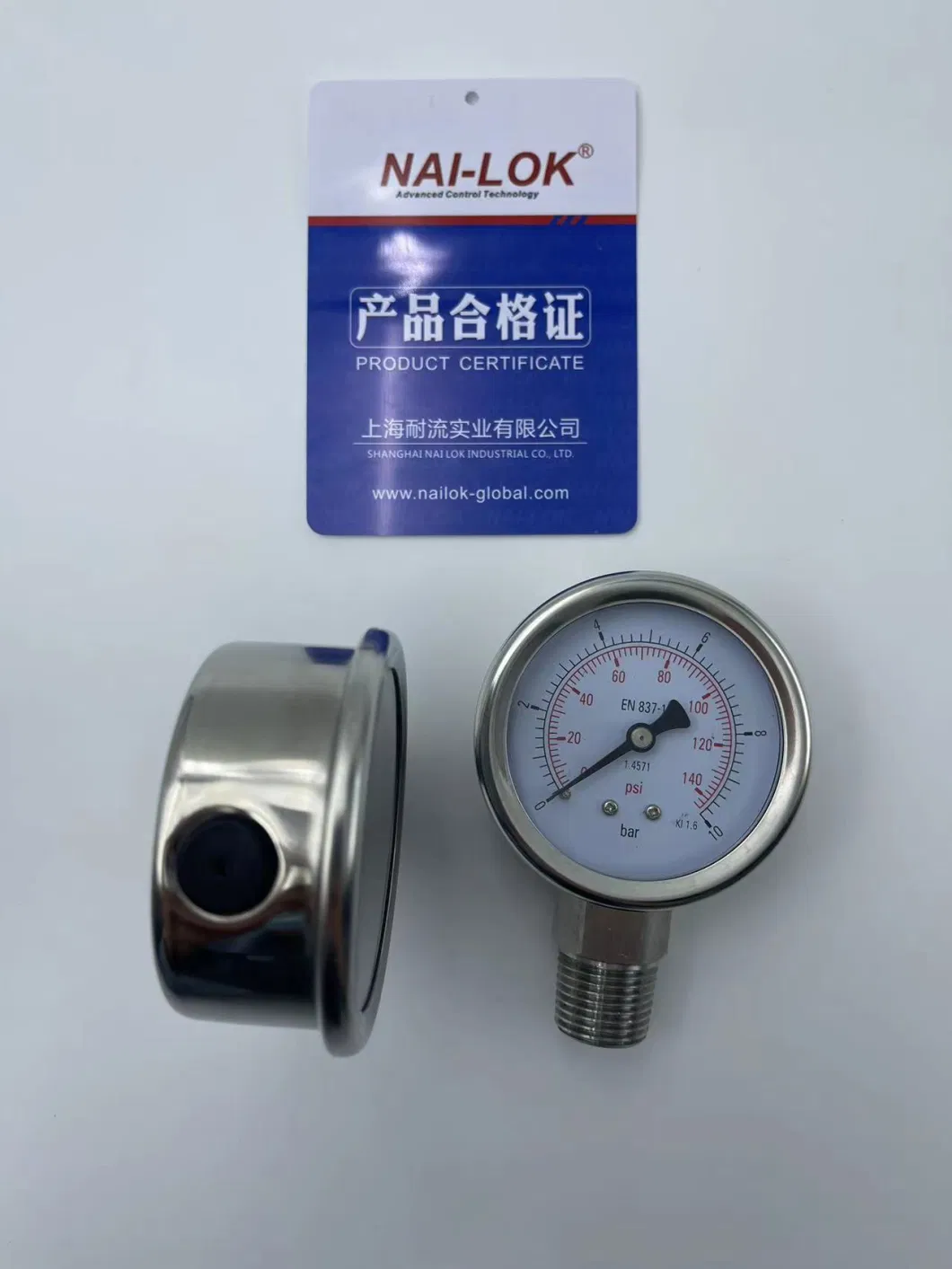 Nailok 6000 Psi Air Pressure Gauge for Gaseous and Liquid Media